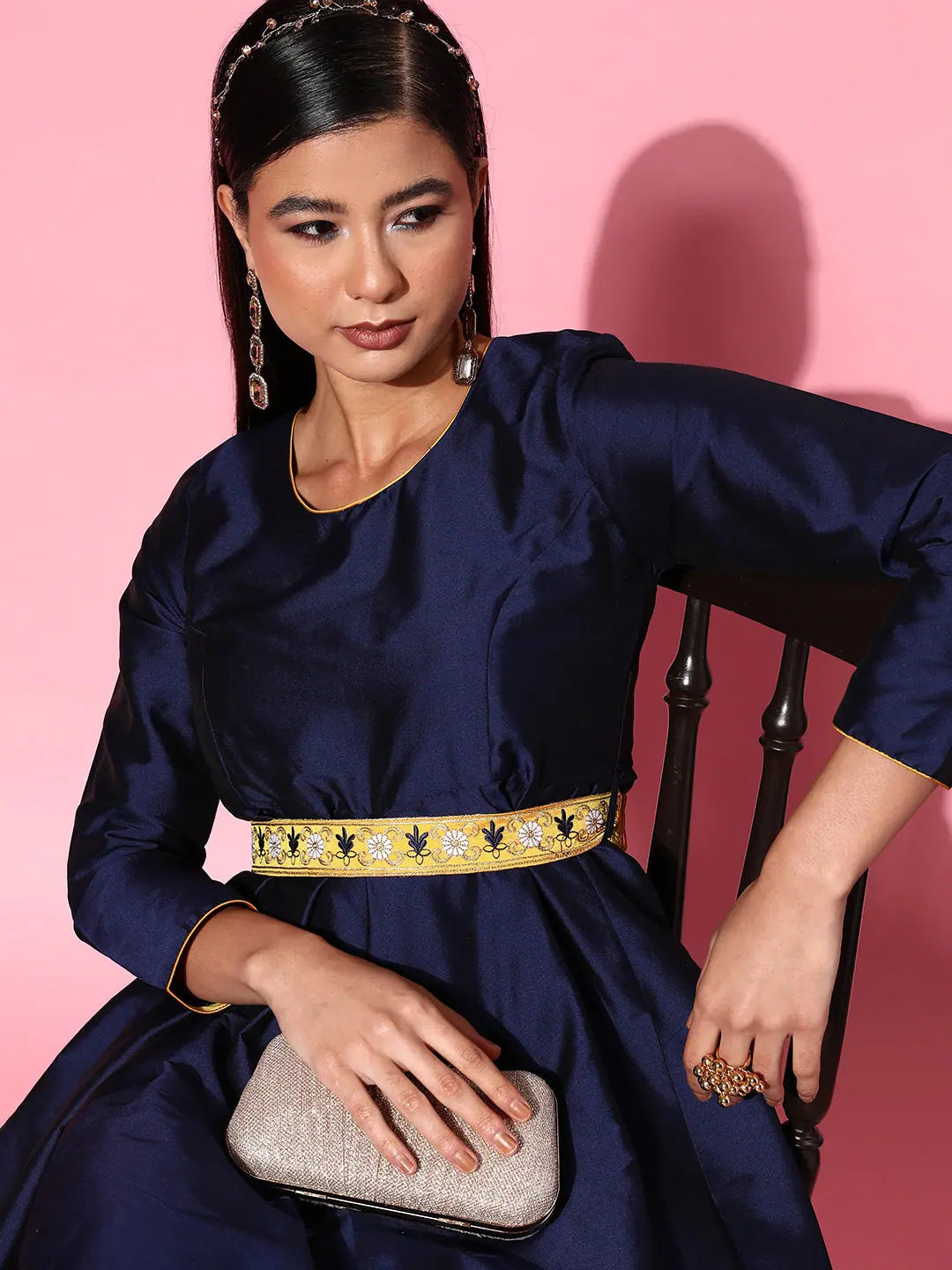 Navy Border Anarkali Maxi Dress | Anarkali Kurti Collection