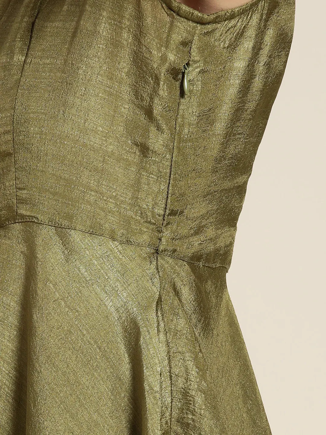 Olive Mirror Embroidered Peplum Top - Designer Lehenga Style