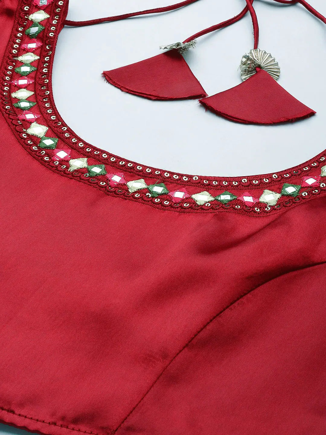 Maroon Zari Embroidered Top | Traditional Indian Lehenga