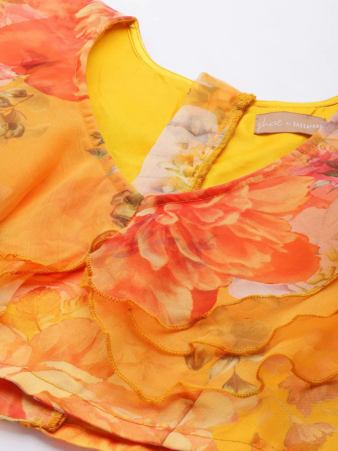 Yellow Floral Lehenga Choli Crop Top | Designer Lehenga for Women