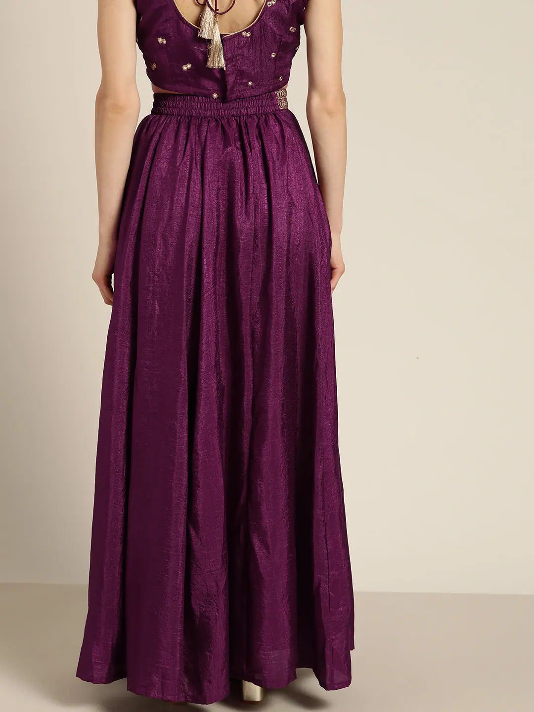 Burgundy Mirror Embroidered Anarkali Skirt | Ethnic Skirts