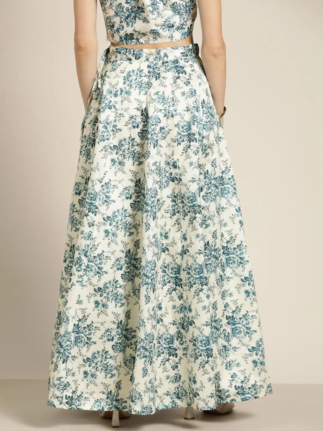 Blue Floral Chanderi Anarkali Skirt | Women's Ethnic Wear