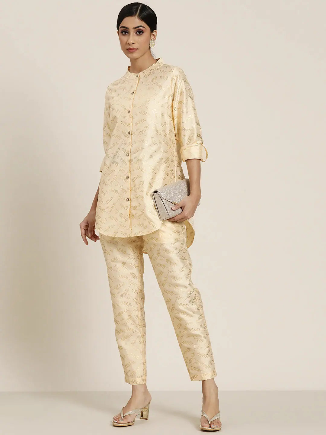Gold Foil Print Kurta Set | Designer Women's Indian Kurta Sets