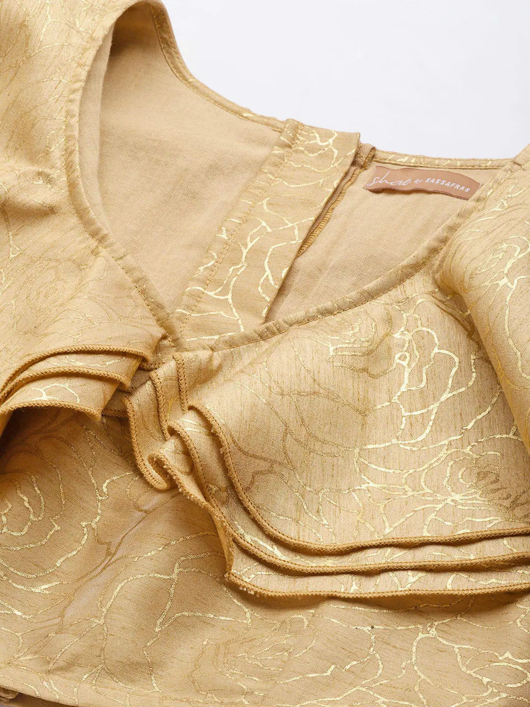 Gold Foil Chanderi Crop Top Anarkali Skirt | Women's Lehenga