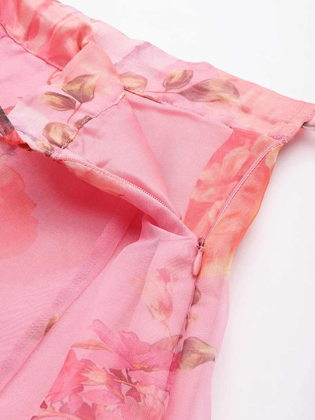Pink Floral Organza Anarkali Skirt | Long Ethnic Skirts