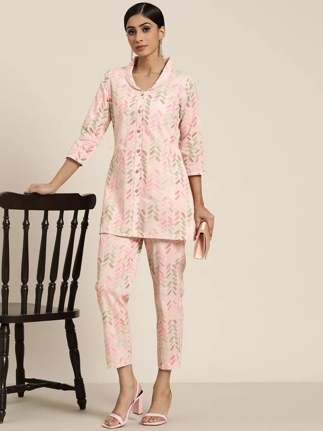 Pink Brush Paint Kurta Set | Designer Indian Kurta Sets for Women