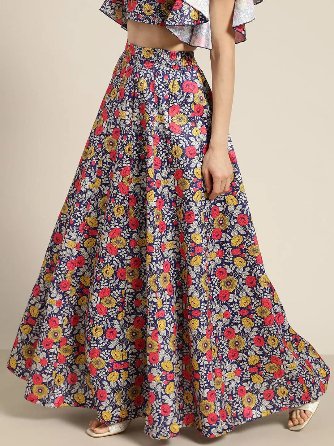 Purple Chanderi Floral Anarkali Skirt | Women's Ethnic Wear