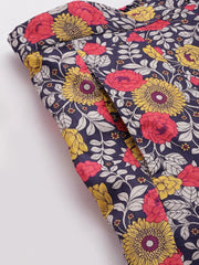 Women Purple Floral Chanderi Pocket Anarkali Skirt