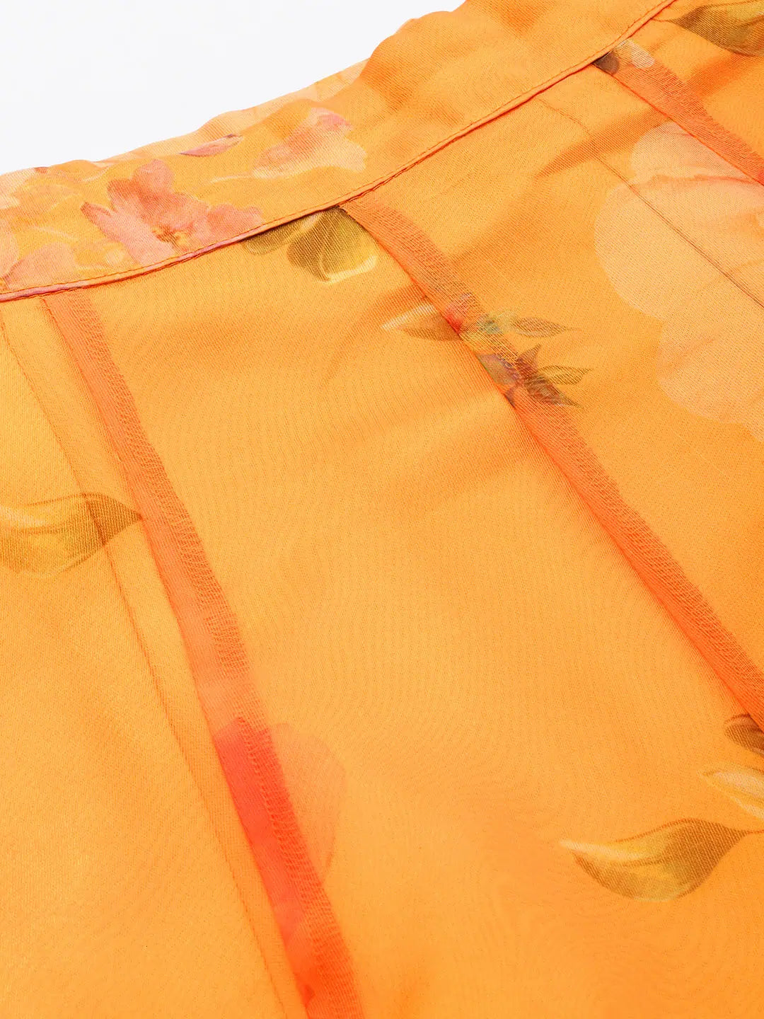 Yellow Floral Organza Anarkali Skirt | Traditional Skirts