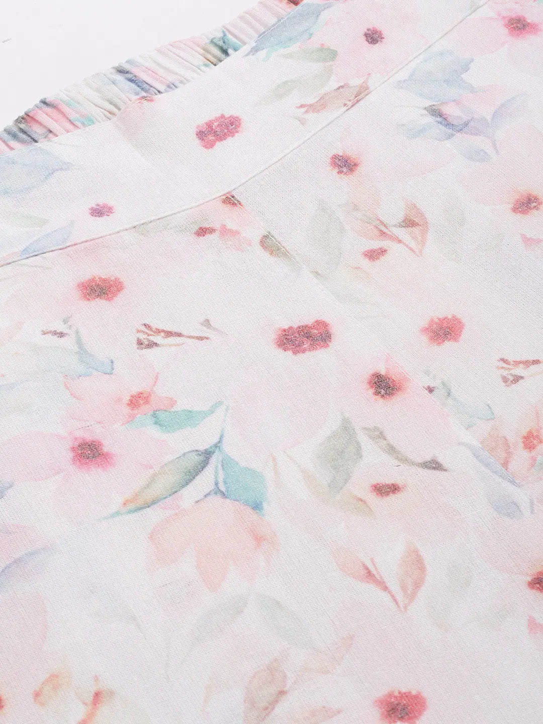 White Floral Straight Pants - Designer Ethnic Pants for Women