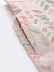 Women Pink Brush Paint Chevron Sustainable Straight Pants