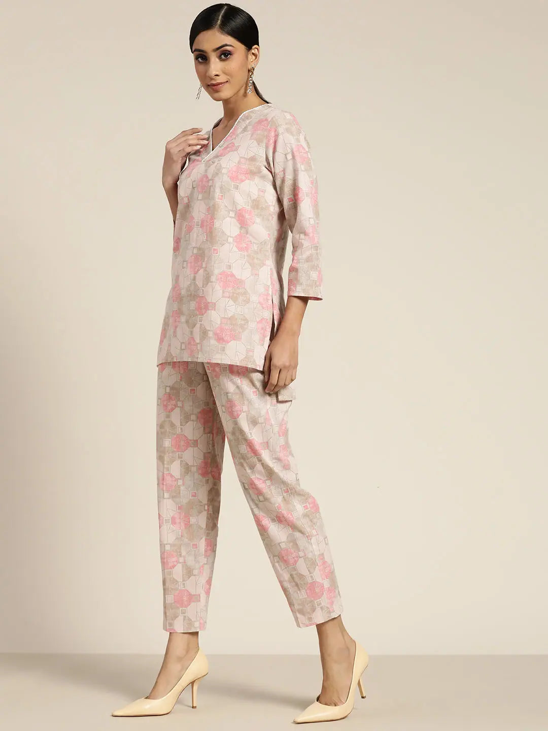 Geometric Cotton Kurta Sets | Women's Indian Designer Kurta Sets