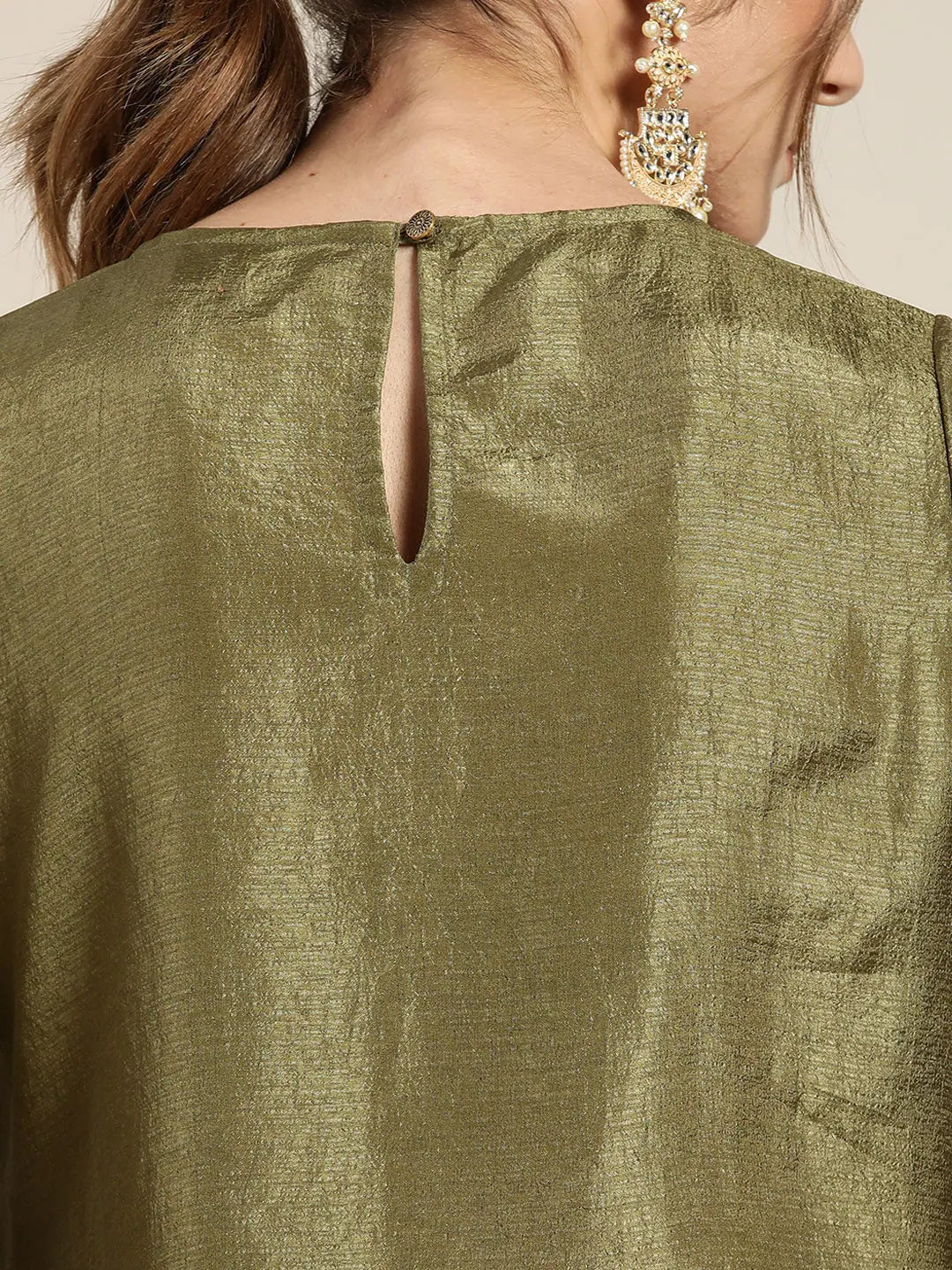 Olive Mirror Embroidered Kurtas for Women - Indian Kurta Design