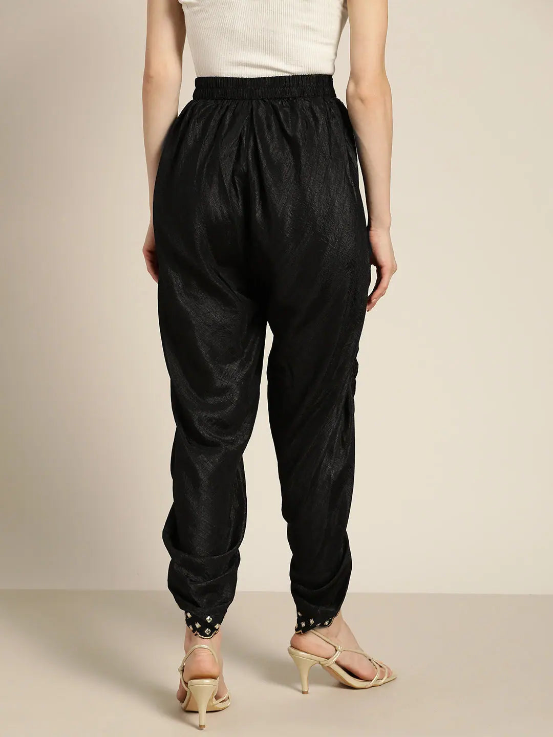 Black Mirror Embroidered Dhoti Pants - Ethnic Pants for Women