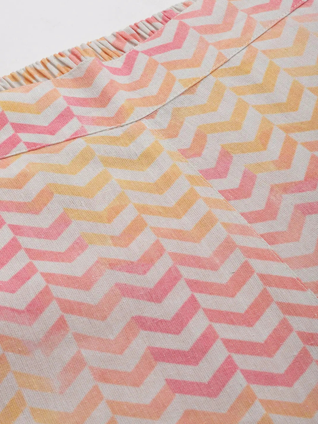 Pink Chevron Cotton Kurta Set | Women's Indian Kurta Sets