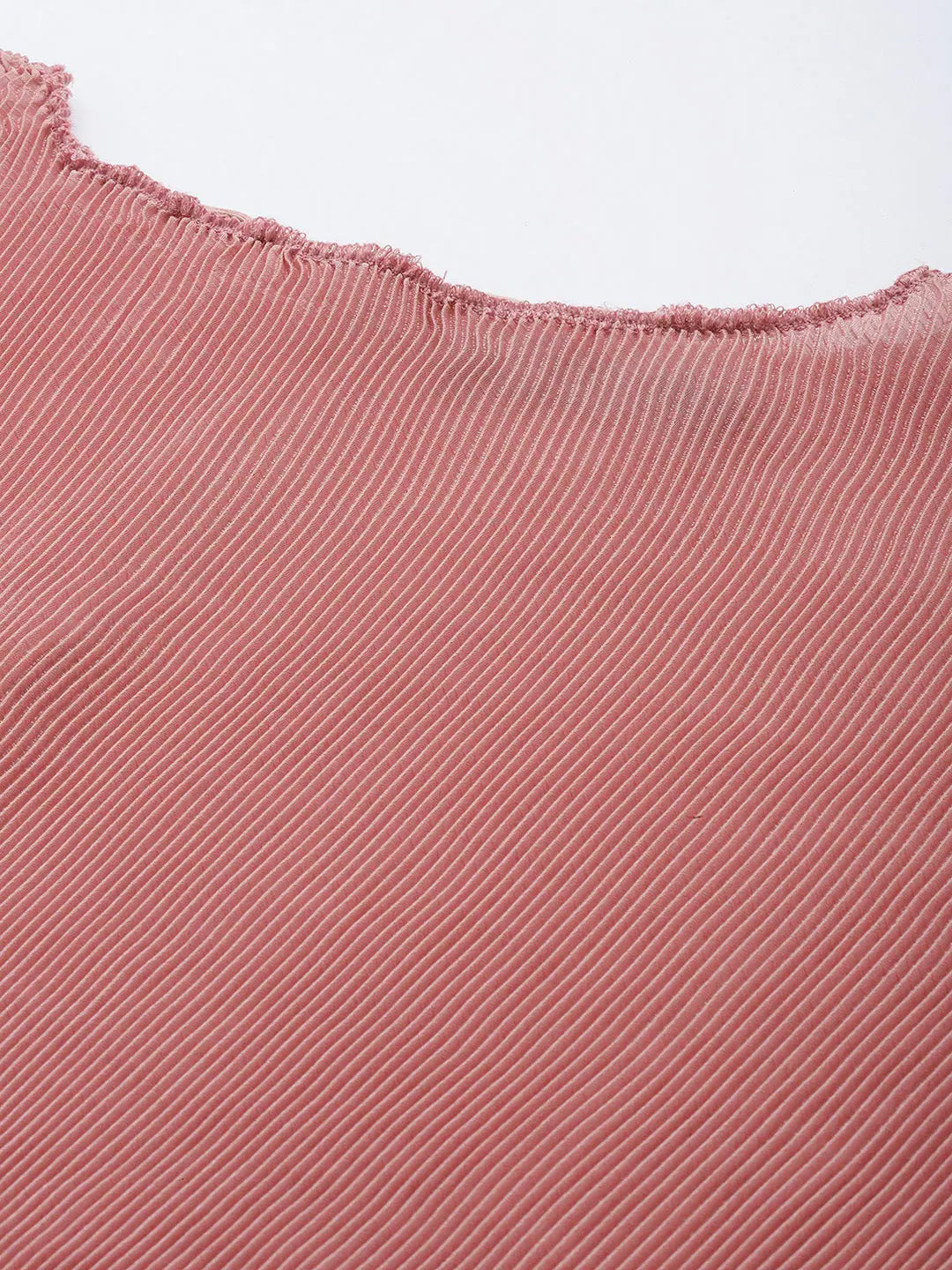 Pink Pleated Women's Balloon Top | Chinon Fabric, Comfort Fit