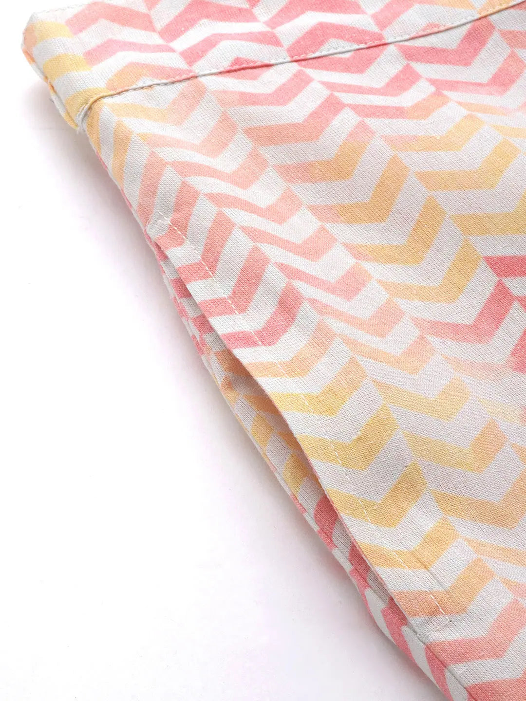 Pink Chevron Straight Pants - Designer Ethnic Pants for Women