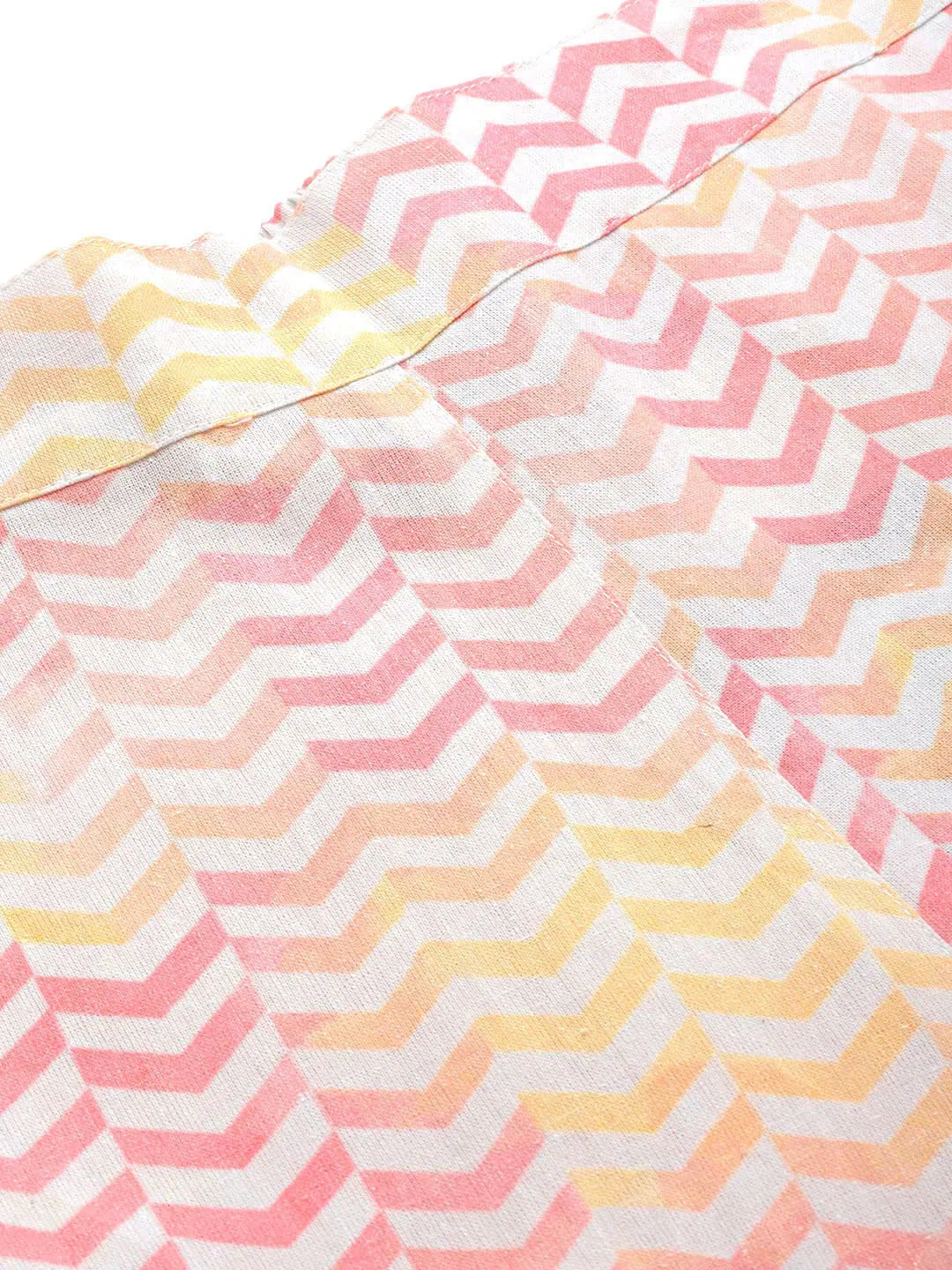 Pink Chevron Straight Pants - Designer Ethnic Pants for Women