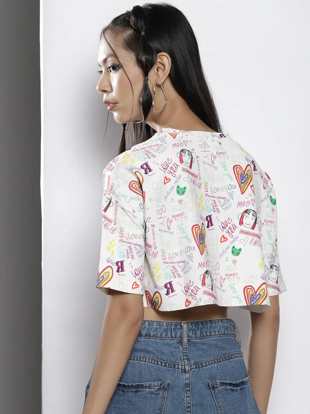 White Text Print Crop Top | Women's Western Clothing