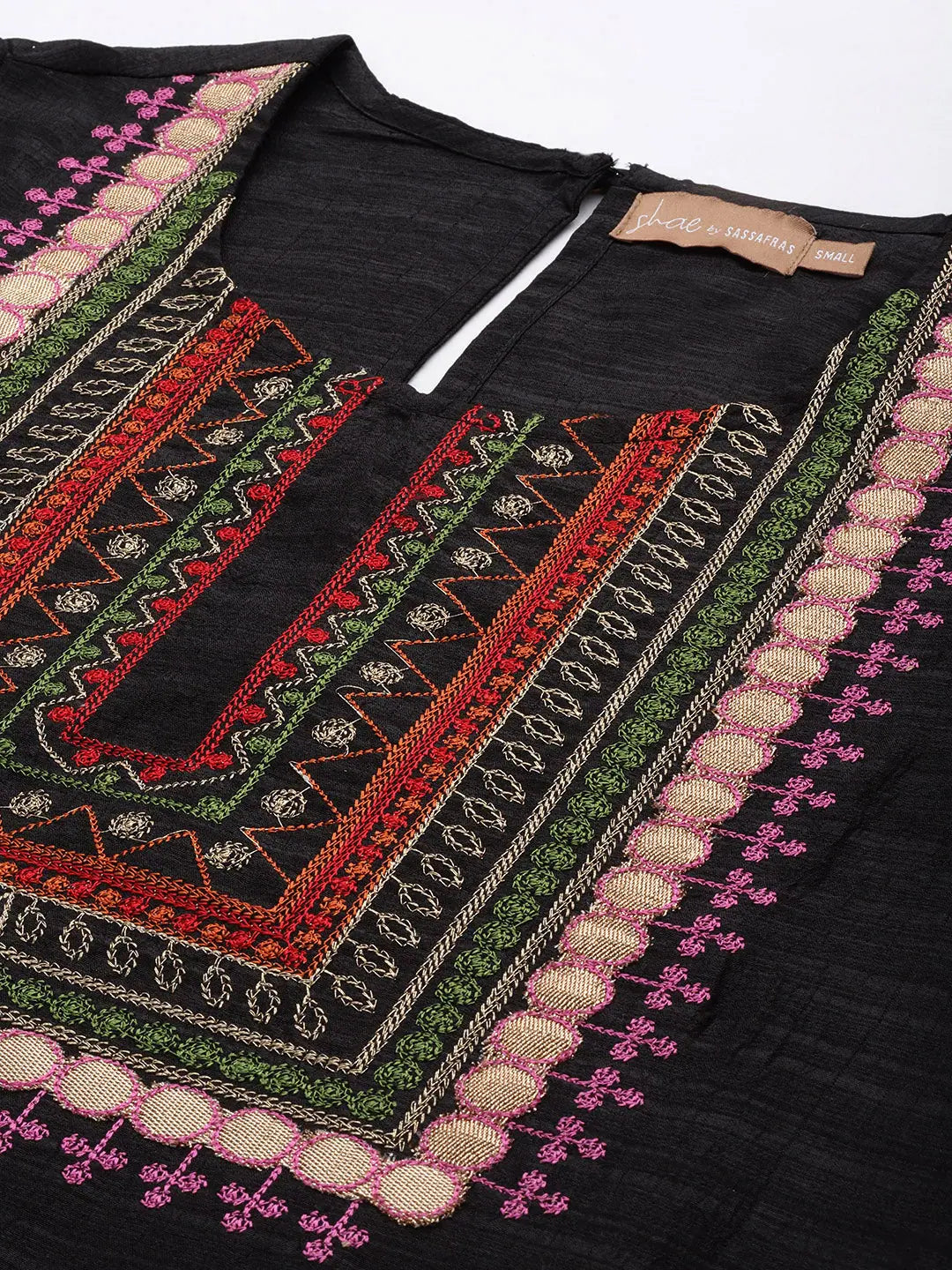 Elegant Black Mirror Embroidered Indian Kurtas for Ladies
