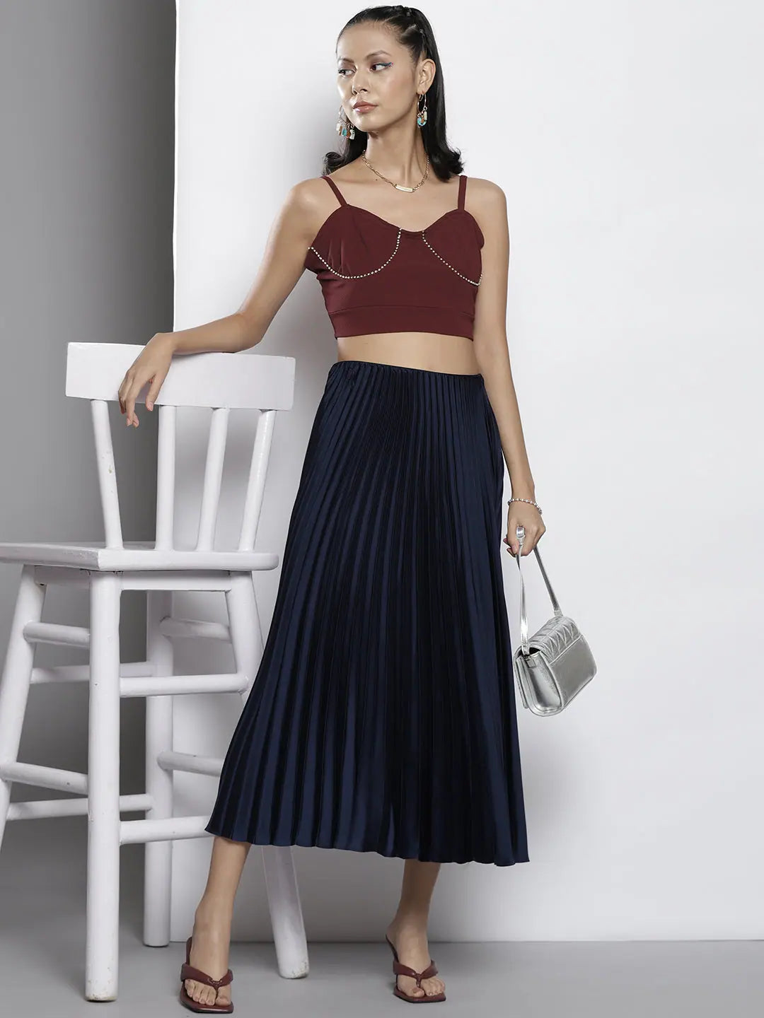Burgundy Bustier Crop Top | Women's Western Outfits