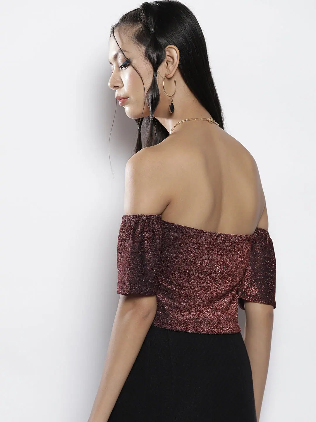 Pink Lurex Off Shoulder Top | Women's Western Wear Outfit