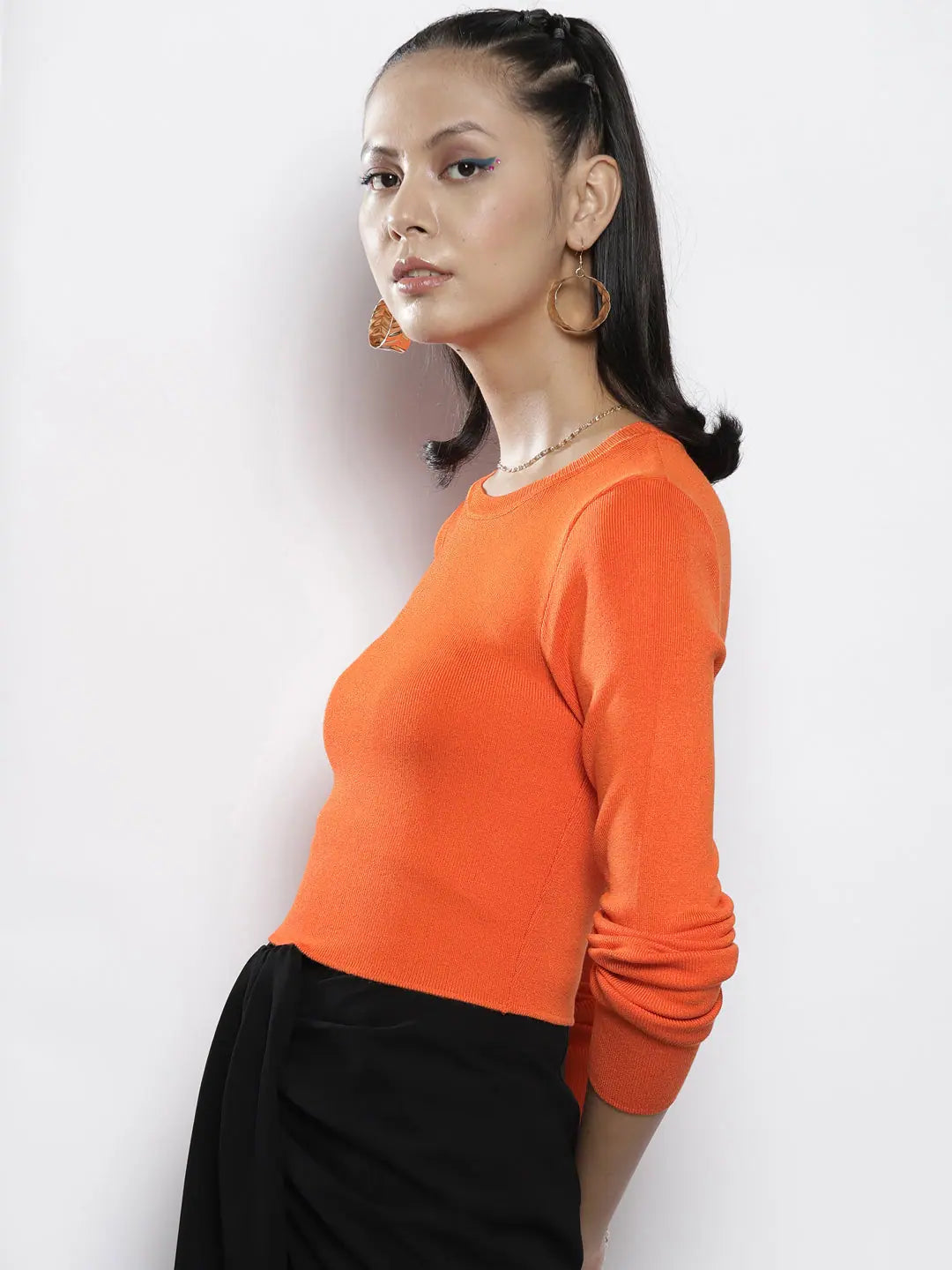 Orange Ribbed Crop Sweater | Women's Western Wear Collection