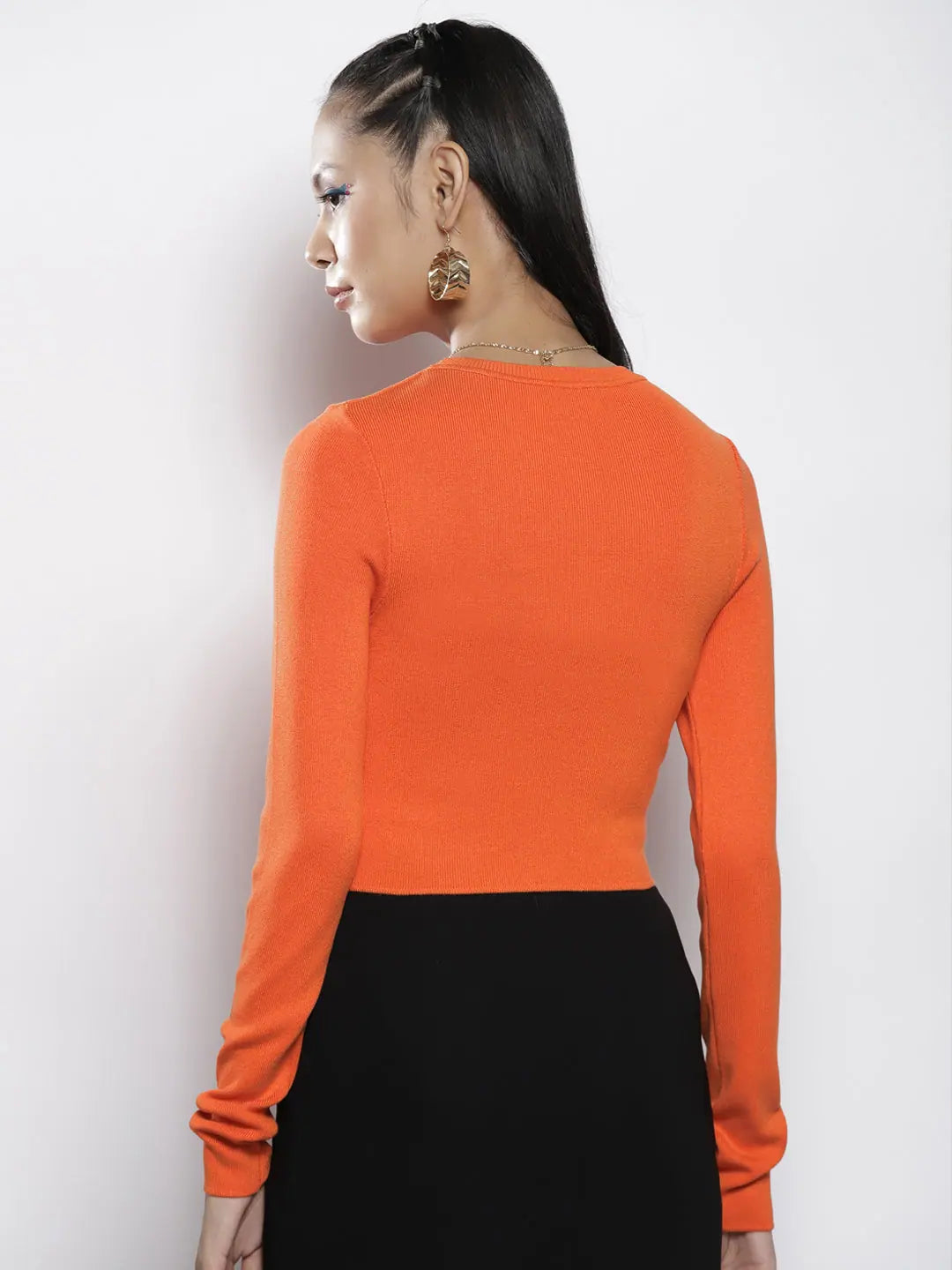 Orange Ribbed Crop Sweater | Women's Western Wear Collection