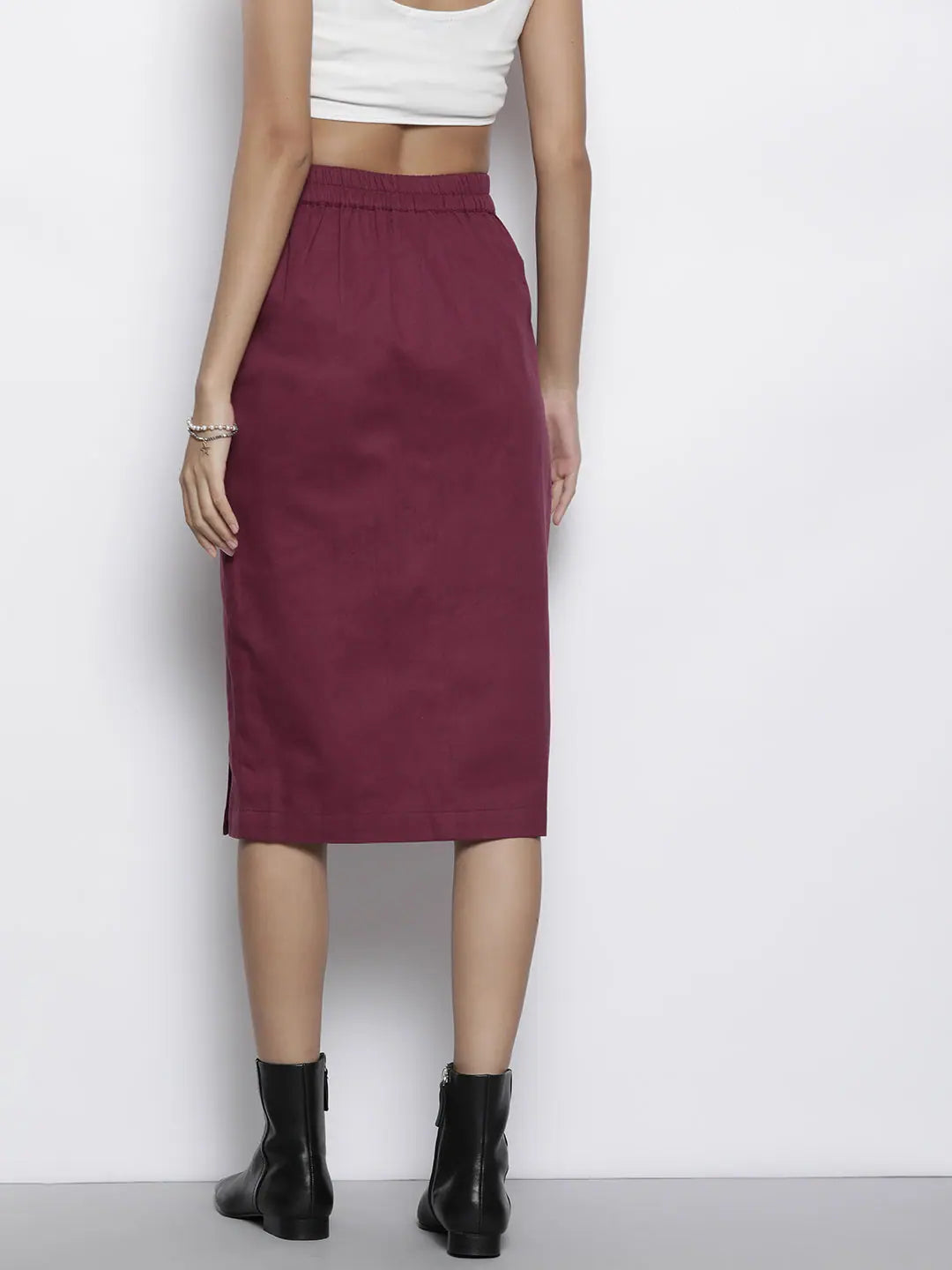 Burgundy Pencil Skirt - Western Outfits for Women