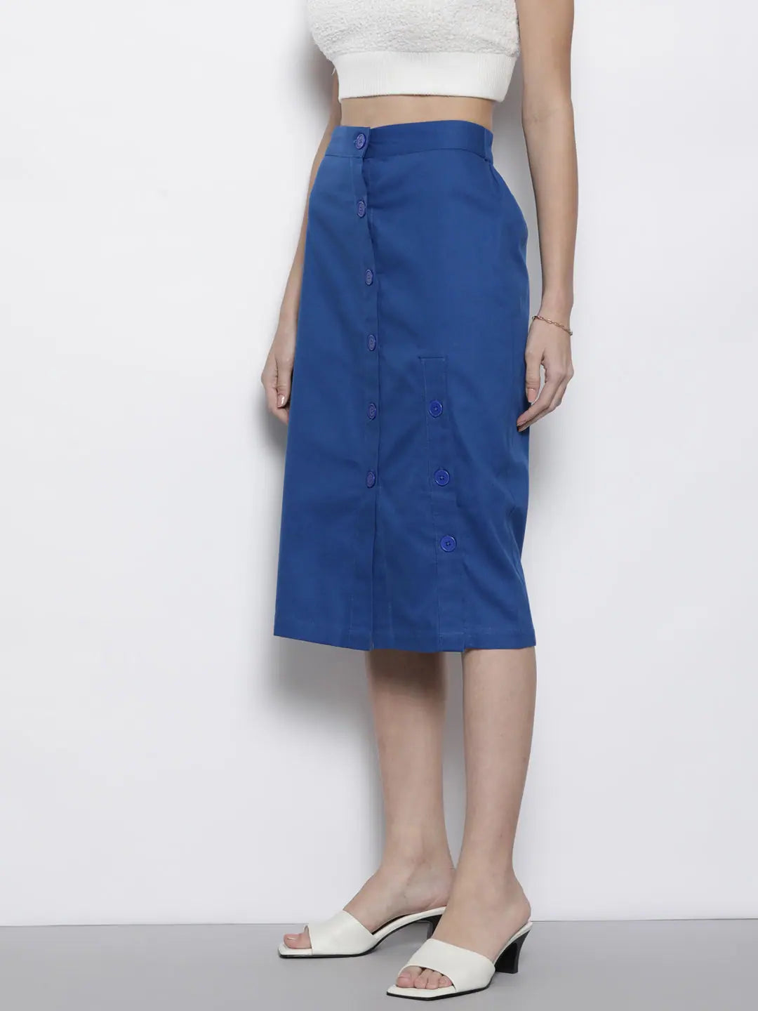 Blue Twill Pencil Skirt - Women's Western Wear Online