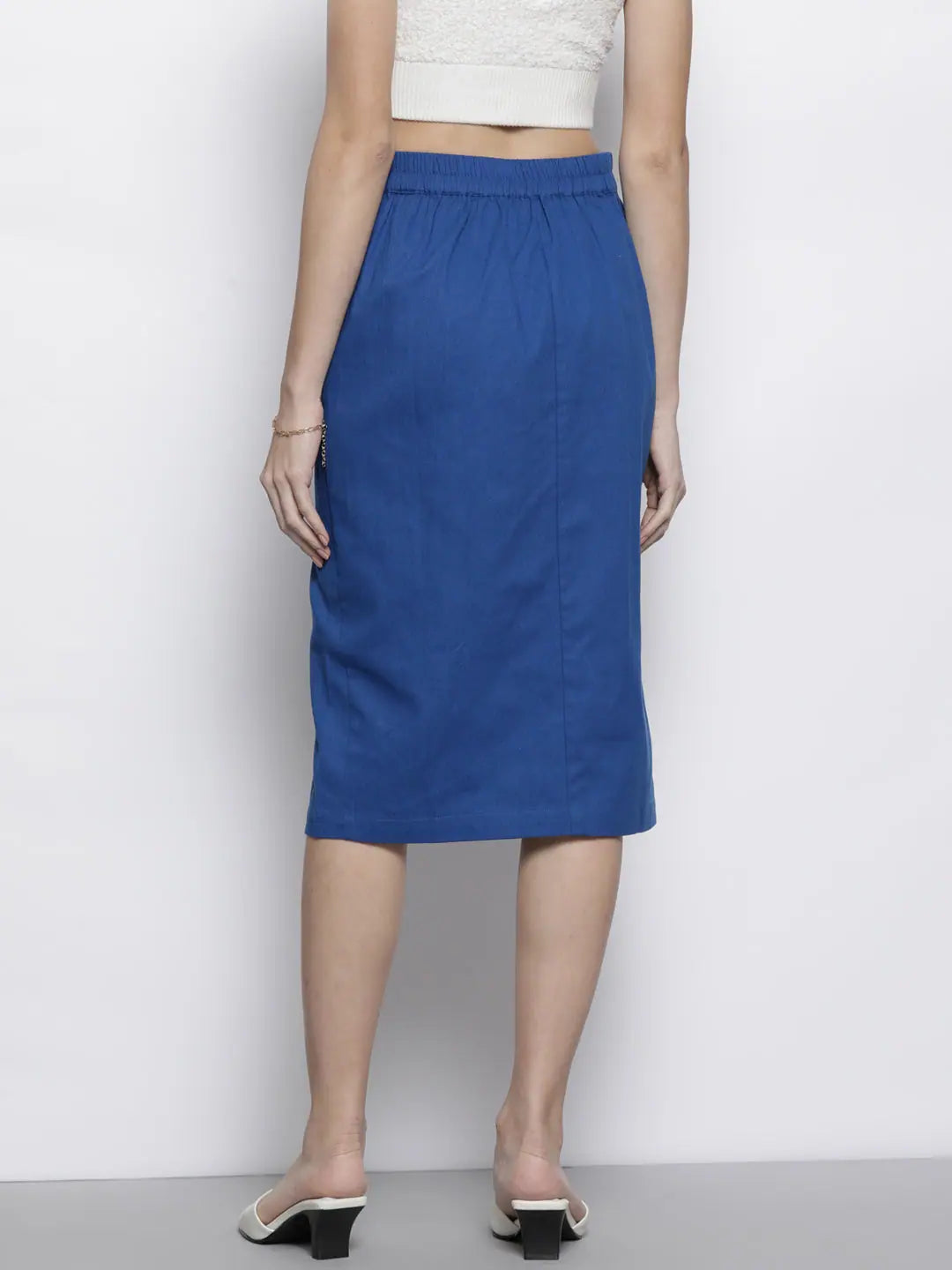 Blue Twill Pencil Skirt - Women's Western Wear Online