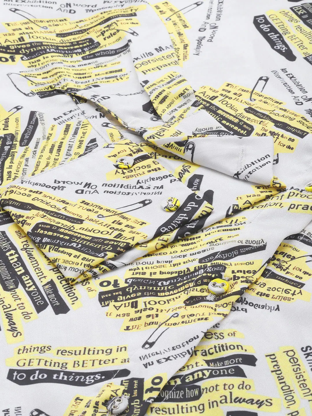 White Newspaper Print Satin Shirt - Women's Festive Lehenga Look