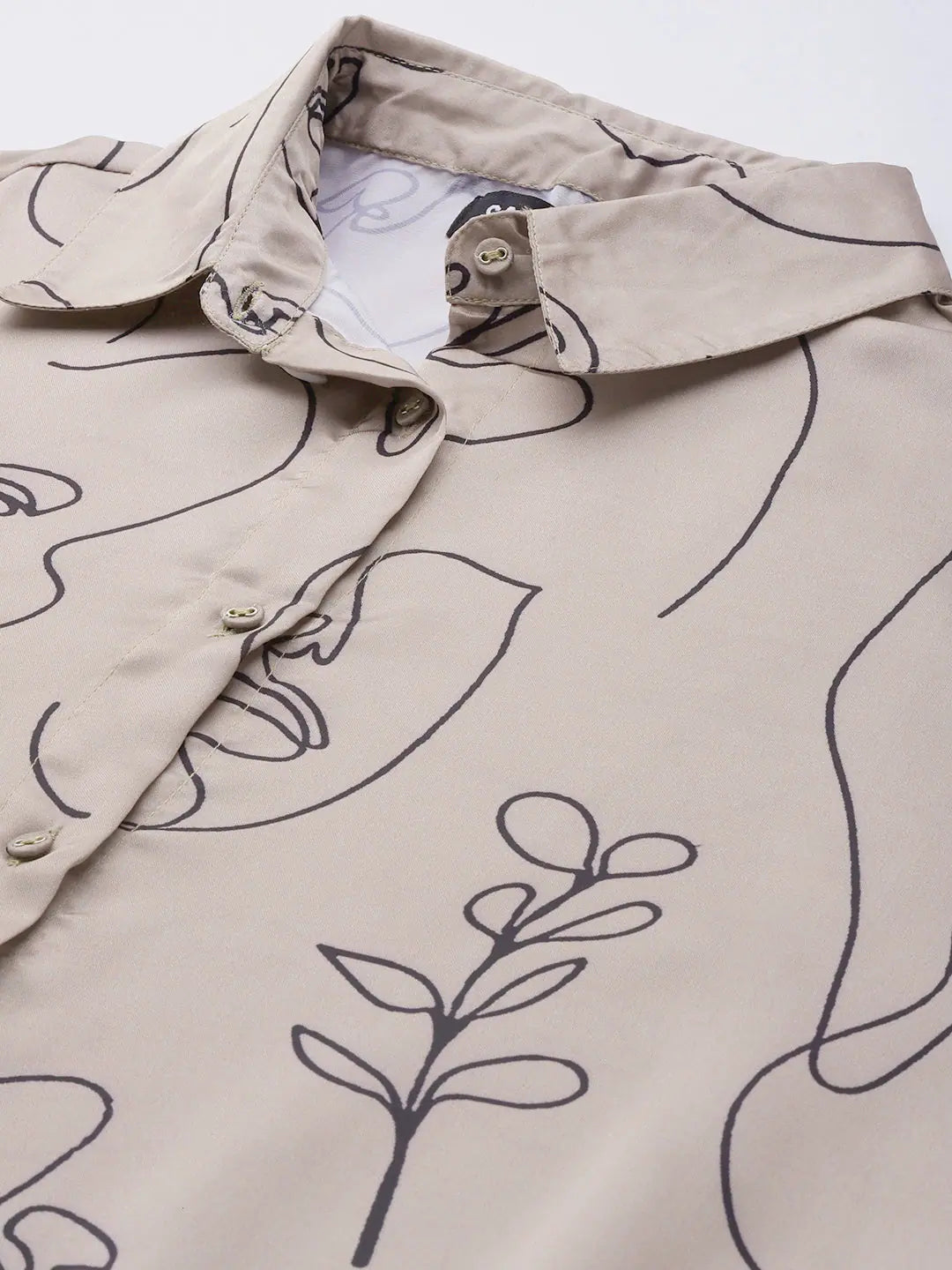 Champagne Line Art Print Satin Shirt - Designer Lehenga Option