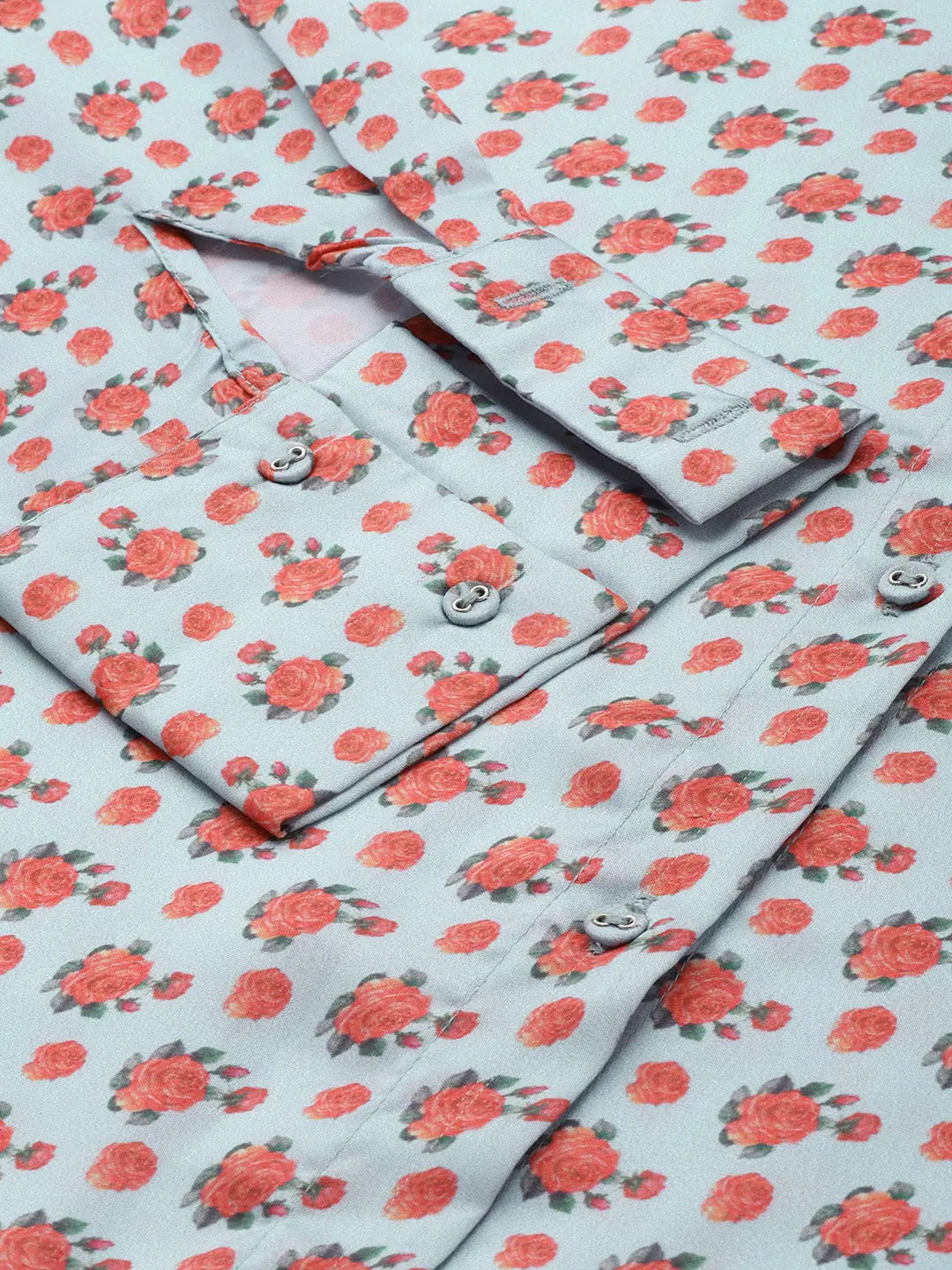 Blue Ditsy Floral Satin Shirt - Women's Lehenga Collection