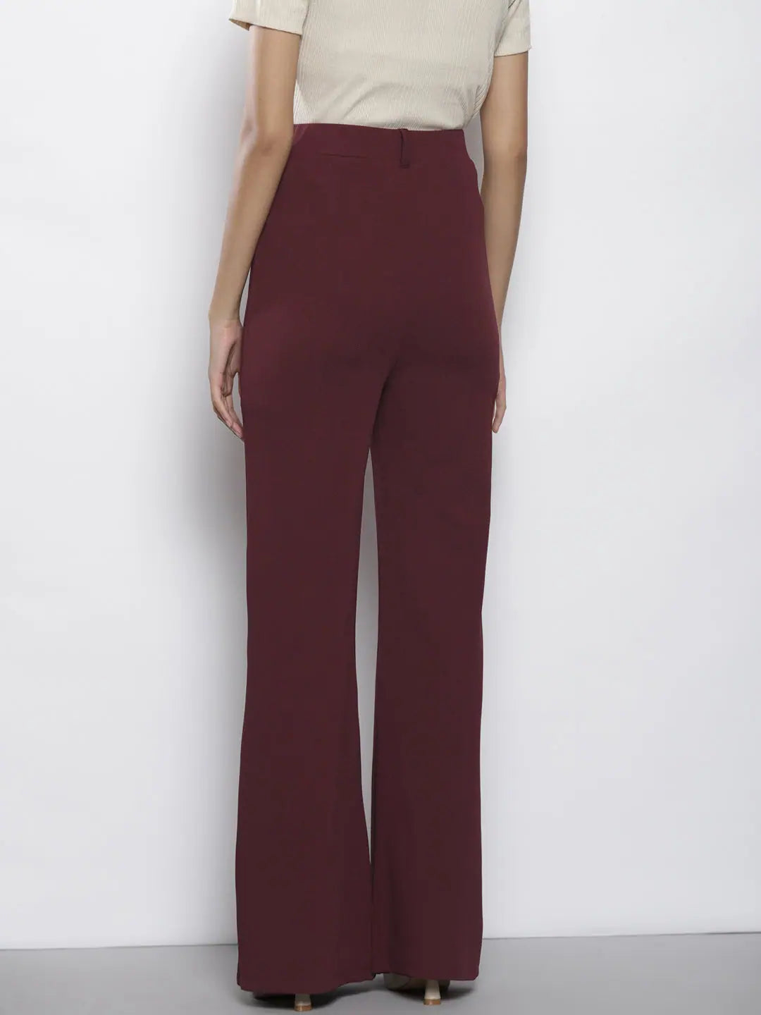 Burgundy Bell Bottom Knitted Pants - Lehenga for Women
