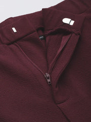 Women Burgundy Bell Bottom Knitted Pants