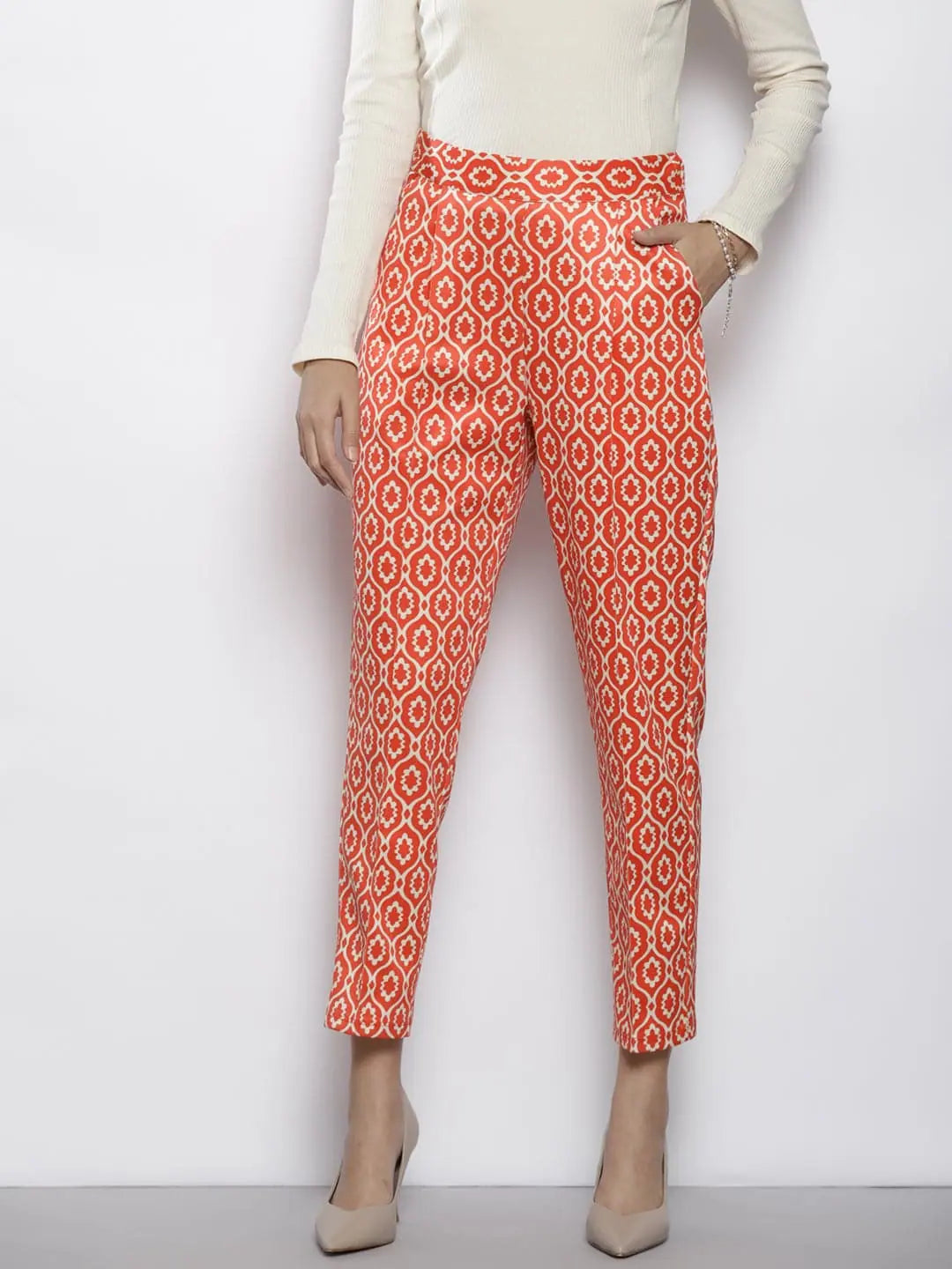 Rust Ethnic Scuba Pants - Women's Western Wear Outfits