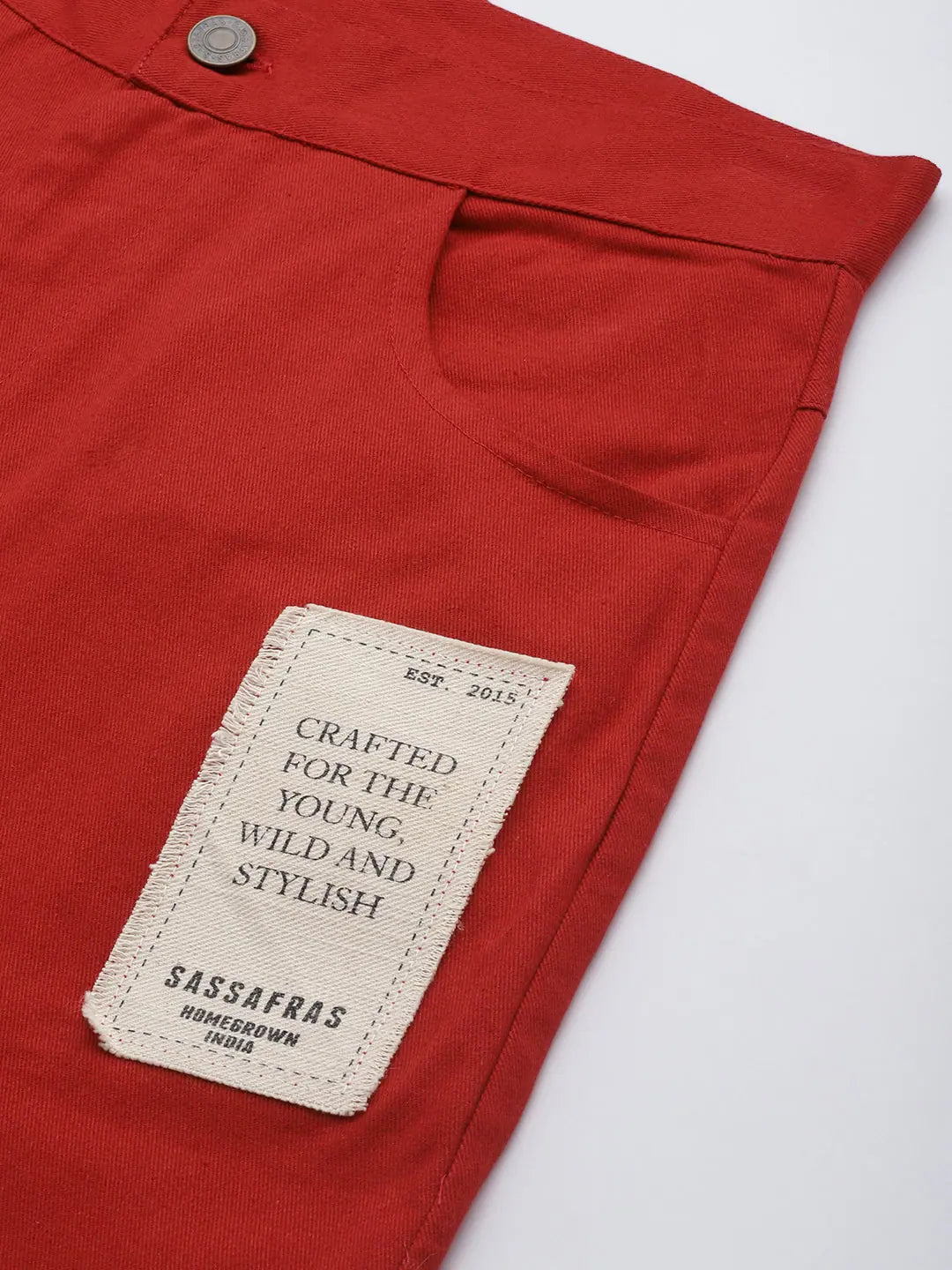 Red Twill Cargo Pants with Patches | Women's Western Wear