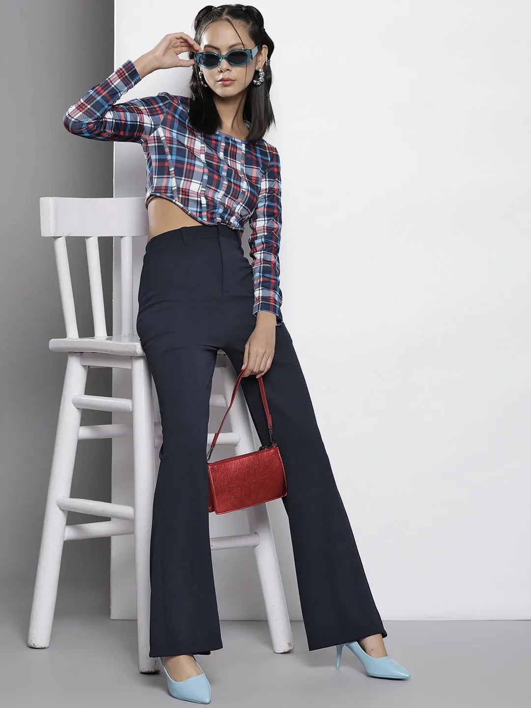 Navy Bell Bottom Knitted Pants | Women's Western Wear