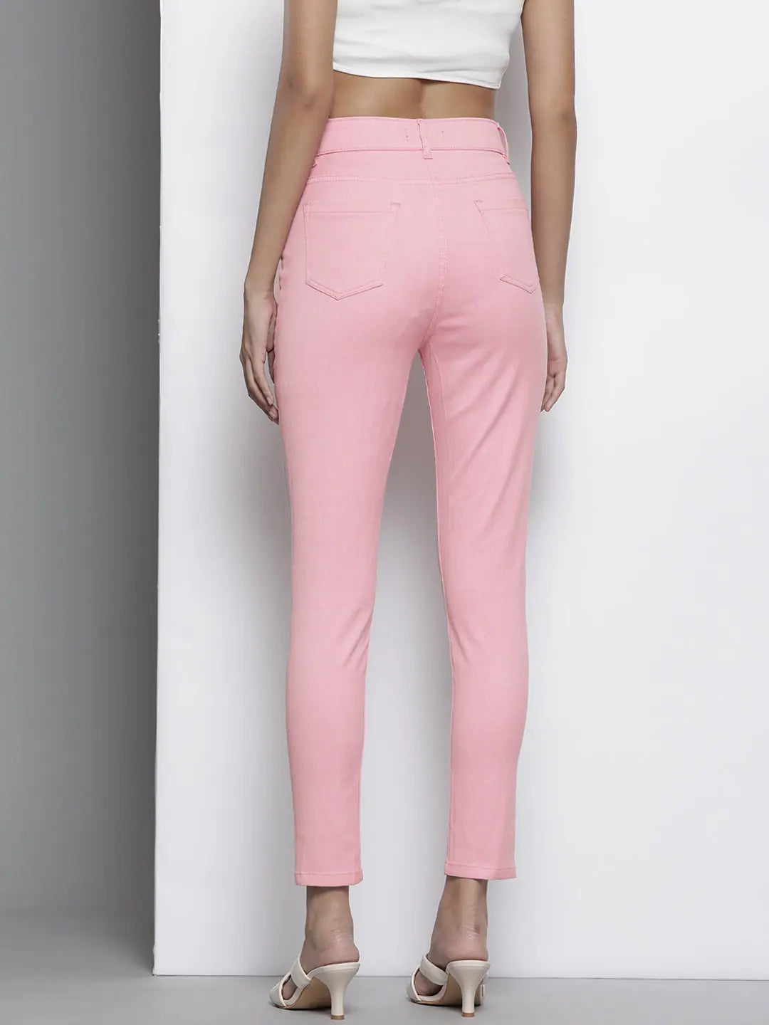Pink Skinny Jeans - Women's Western Wear Stretch Denim Pants