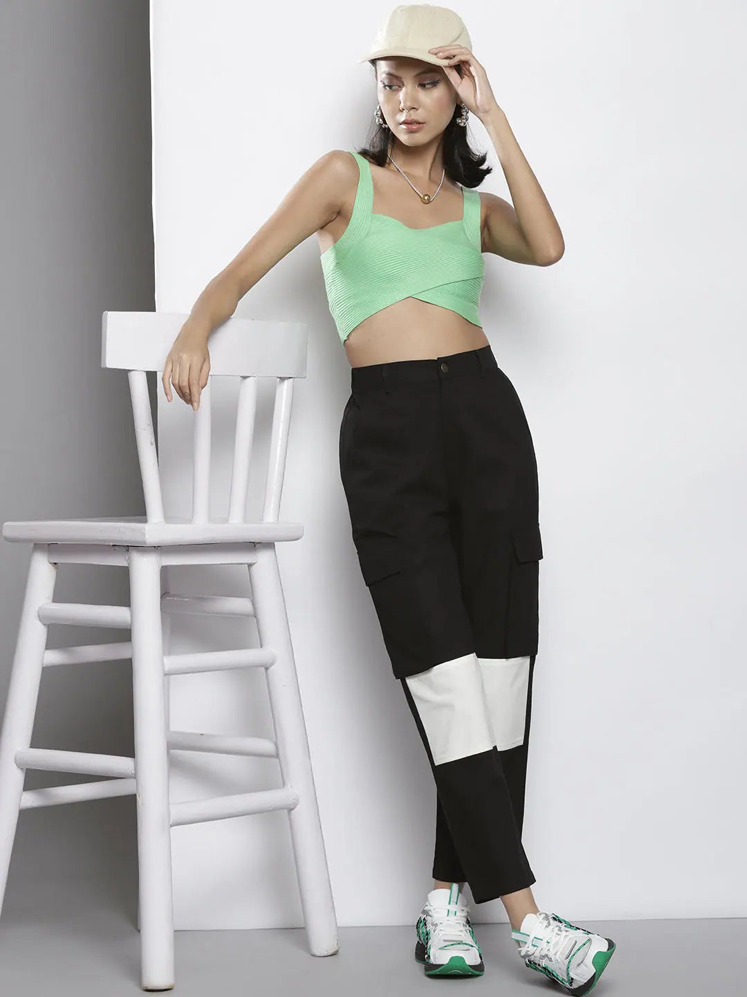 Color Block Twill Pants - Women's Side Pocket Western Clothing