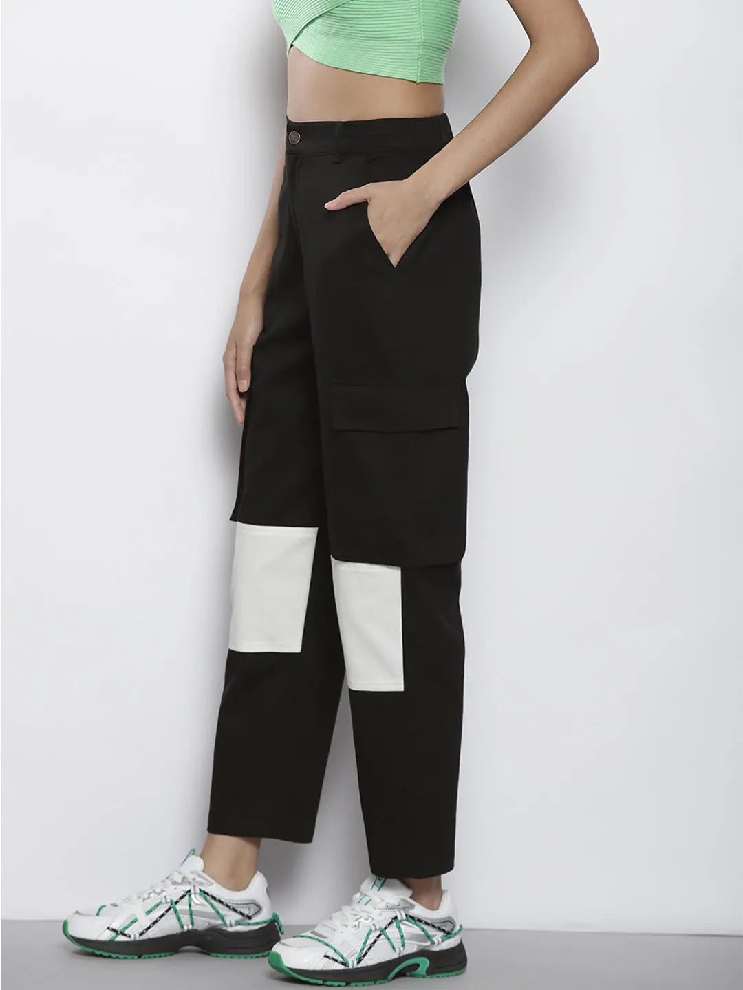 Color Block Twill Pants - Women's Side Pocket Western Clothing