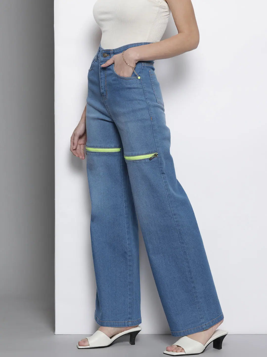 Blue Stretch Straight Jeans - Women's Western Wear Denim Jeans