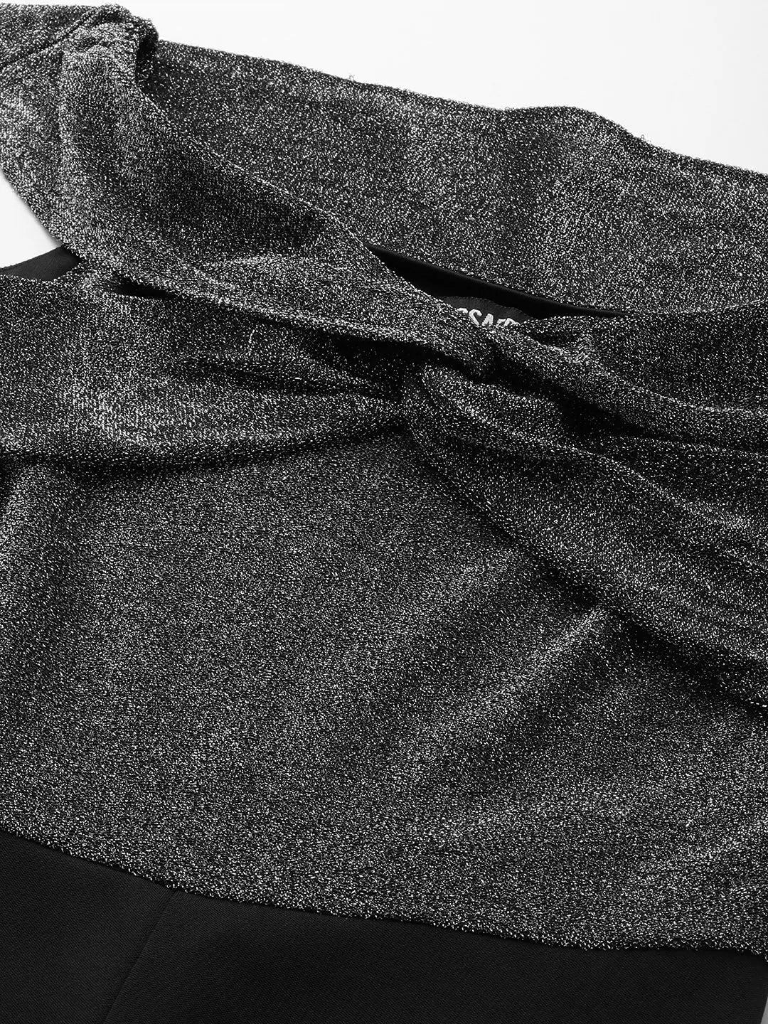 Silver Glitter Jumpsuit - Women's Off-Shoulder Party Outfit