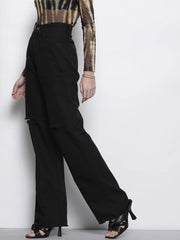 Women Black Distressed Slit Jeans-SFJEAN0220XS