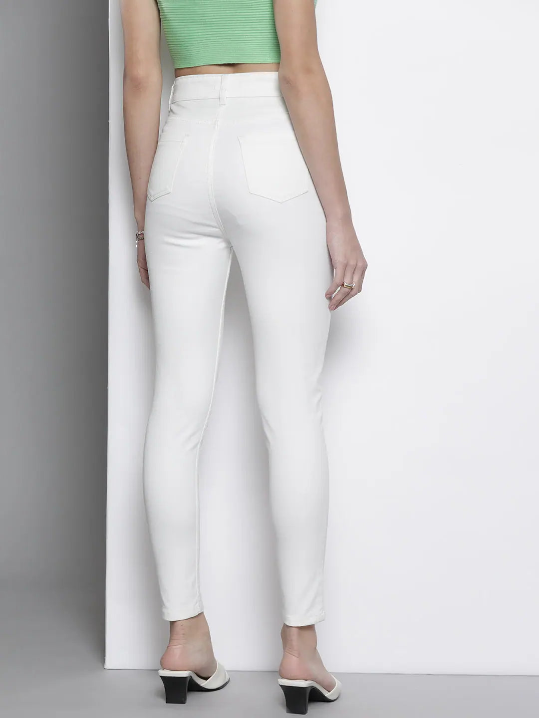 White Stretchable Skinny Jeans - Lehenga for Women