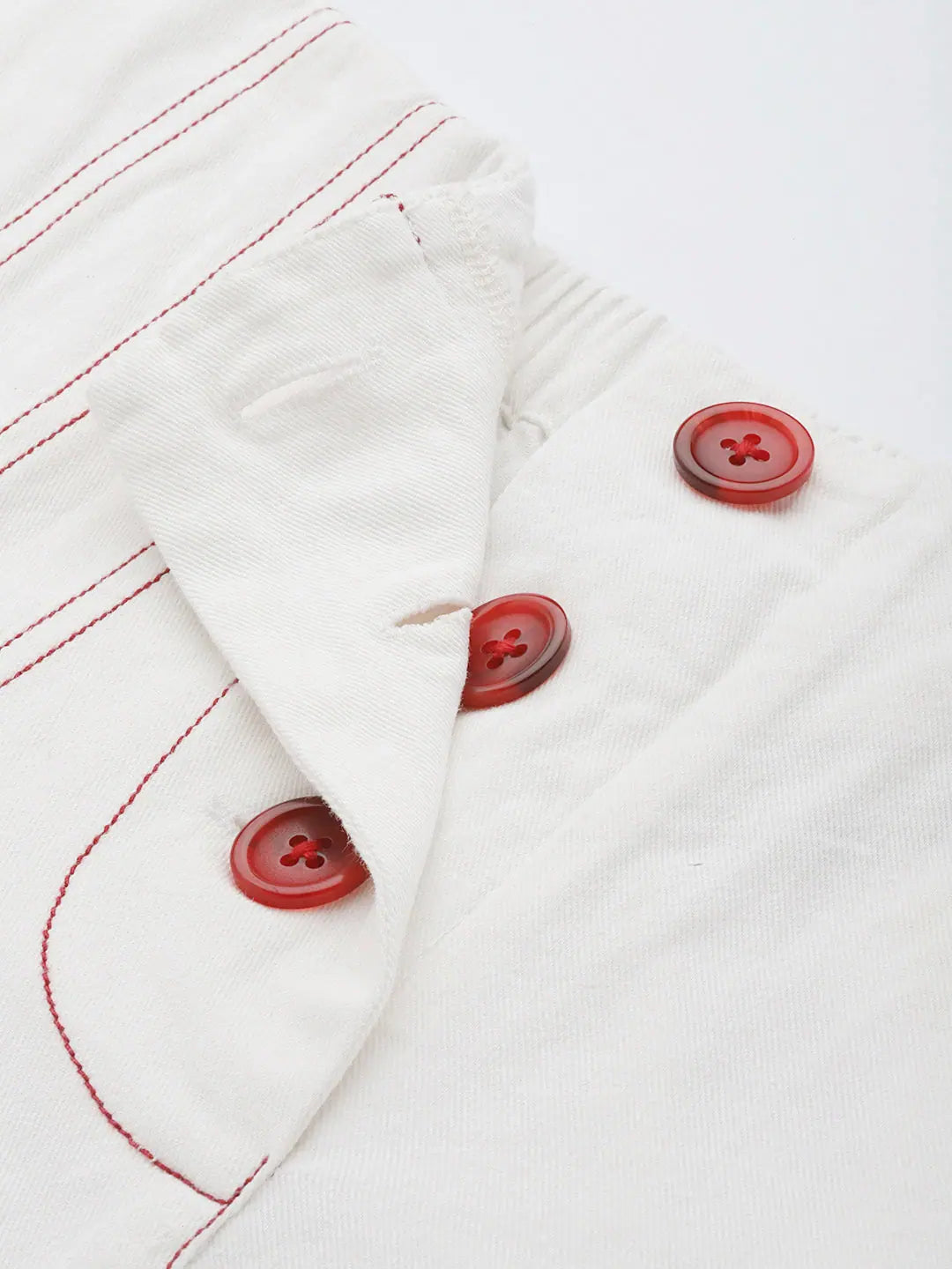 White Contrast Stitch Wide Leg Pants | Women's Western Wear