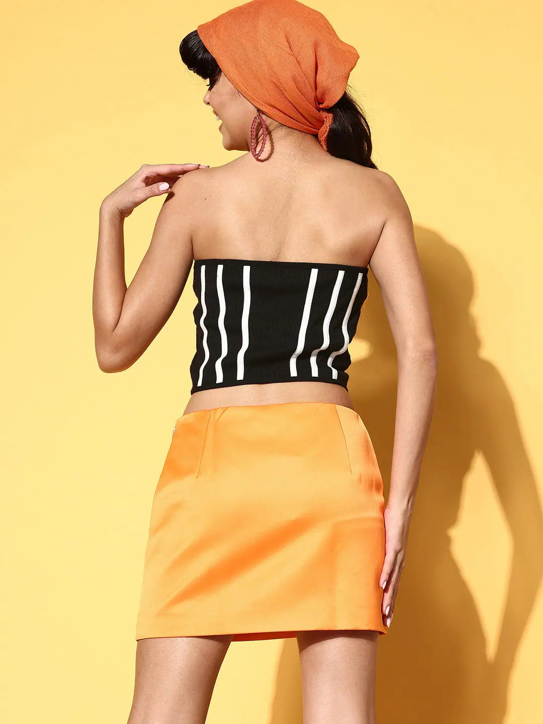 Black Rib Contrast Tube Top | Slim Fit, Lycra Rib