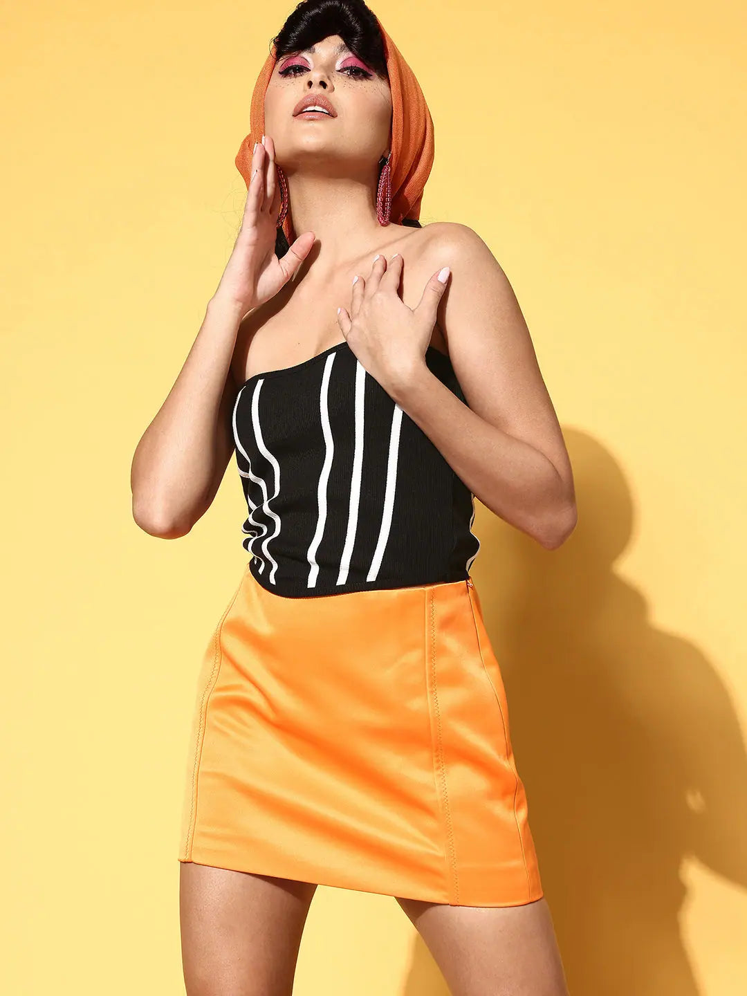 Black Rib Contrast Tube Top | Slim Fit, Lycra Rib