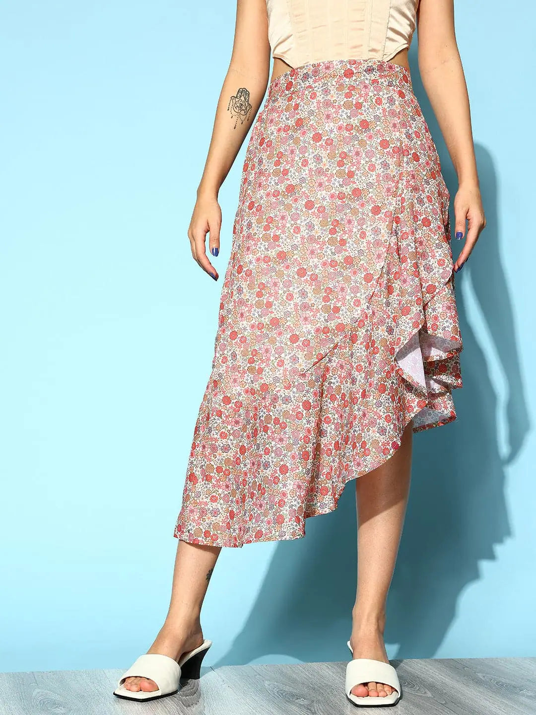 Floral Ruffle Skirt - Women's Western Wear | Cute Skirts